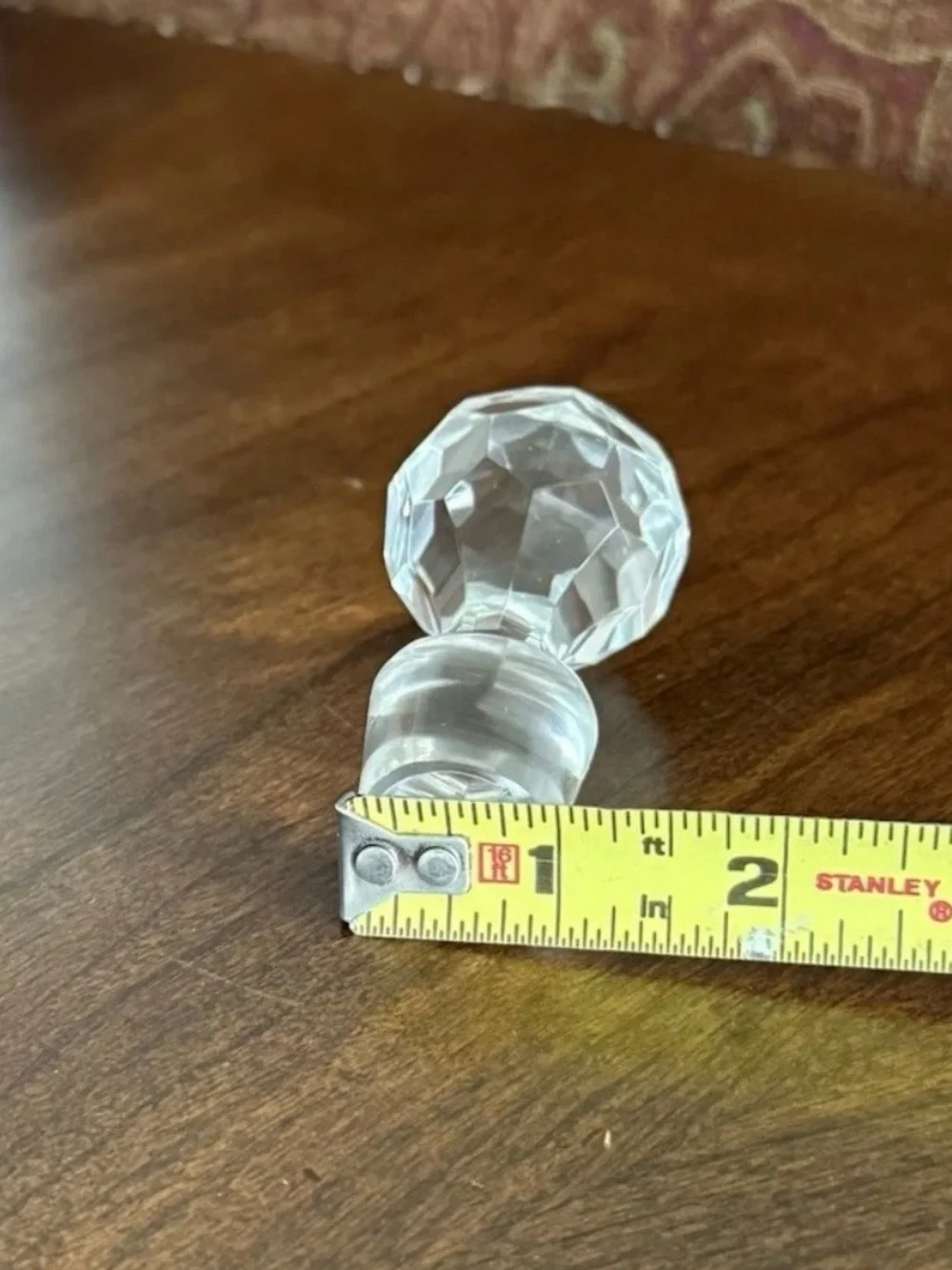 Vtg. Round Prism-Style Lead Crystal Faceted Decanter Stopper Approx 3”x1”